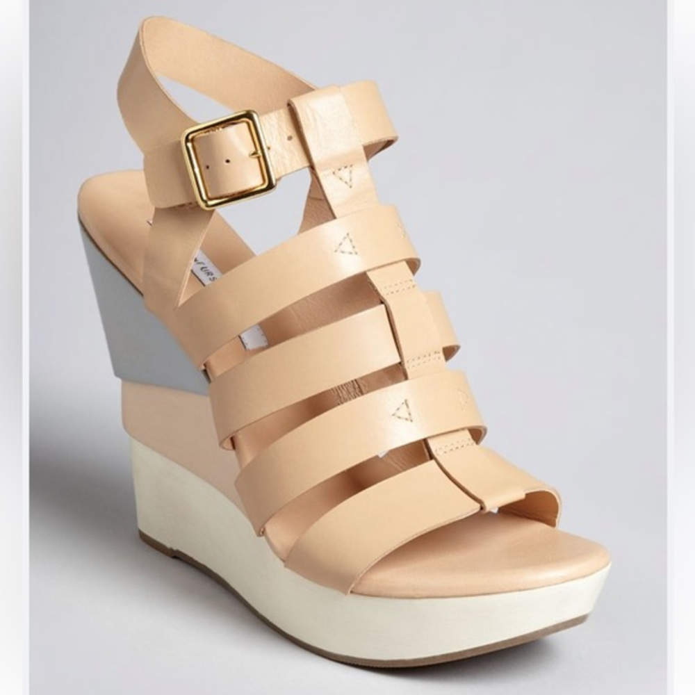 DIANE‎ von FURSTENBERG Colorblock Platform Wedge Sandals in Oceana Size 8.5